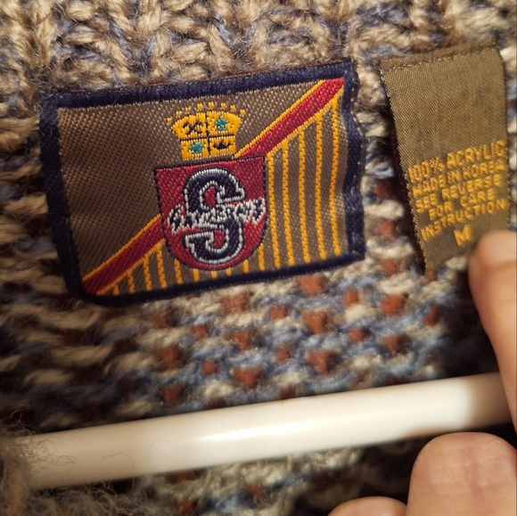 Vintage 1980's Saturday's Gray Blue Knobby Popcorn Knit Sweater DAD Men's Medium - Picture 6 of 7